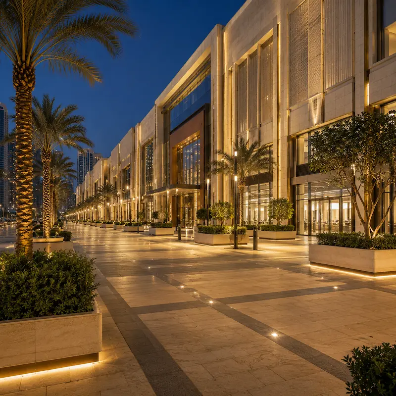 Exterior plaza hardscape & lighting