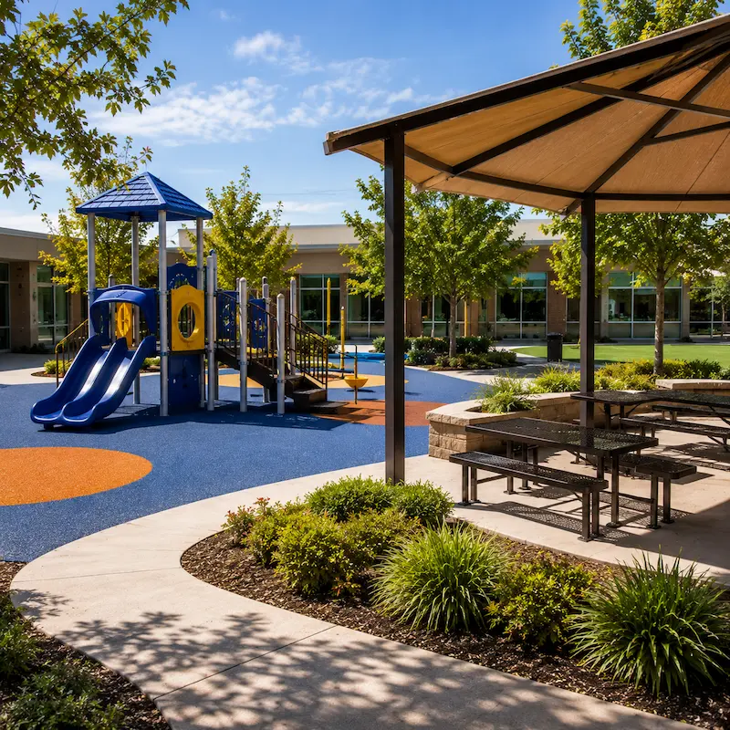 Safety surfacing & shaded seating