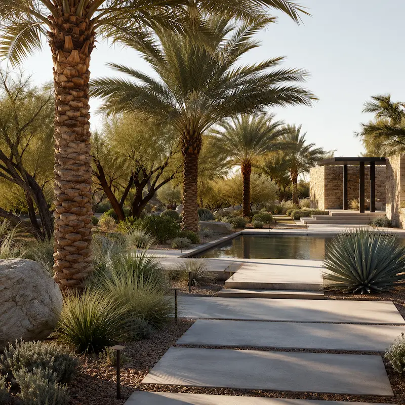 Date palm & native planting