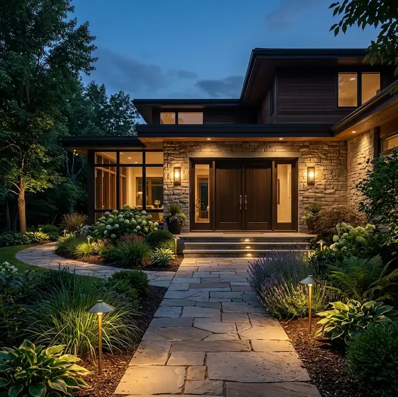 Landscape lighting for pathways entrances