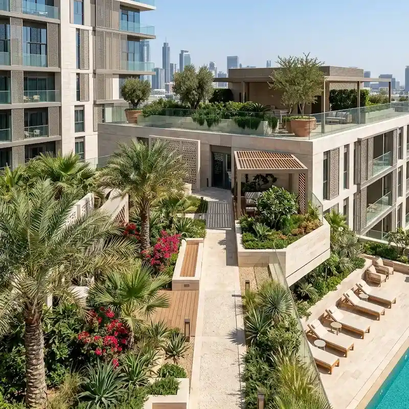 Rooftop podium garden design