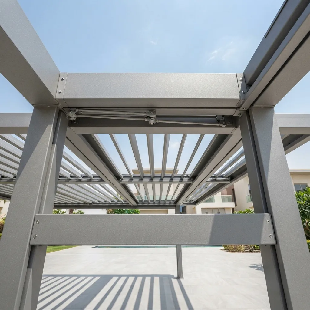 Aluminium pergola louvred roof structure