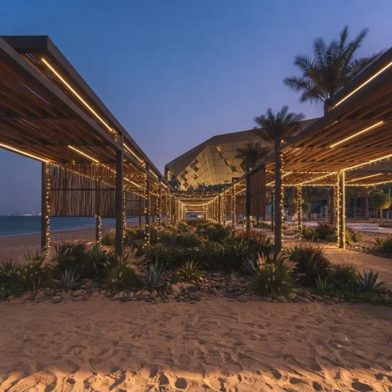 BayBeach Pergola Evening Lighting