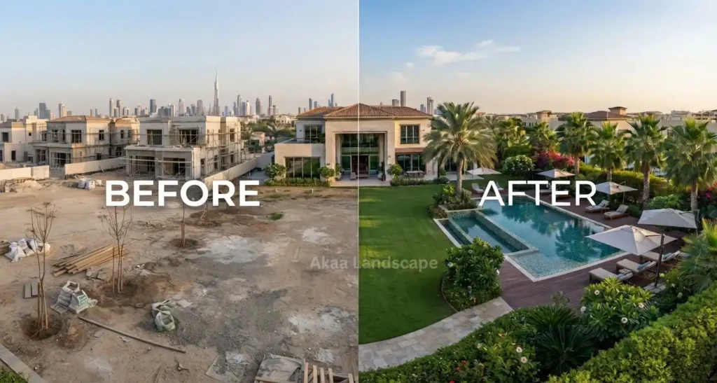 Best landscaping company Dubai before and after transformation