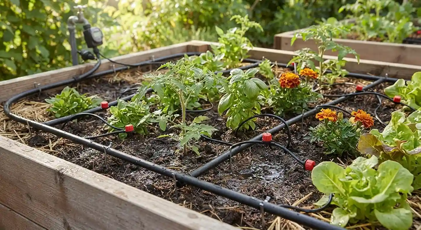Drip irrigation setup for UAE garden water efficiency