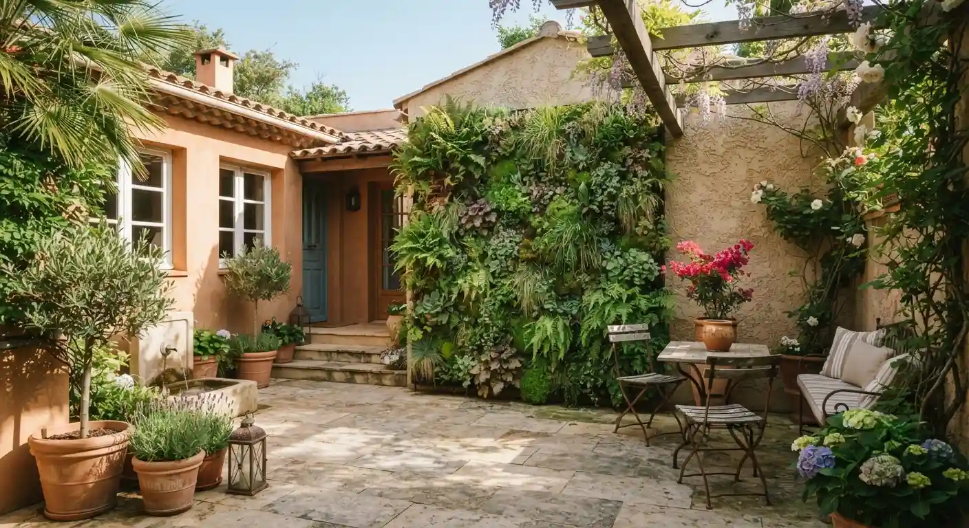 Green wall Dubai installed in a small villa courtyard