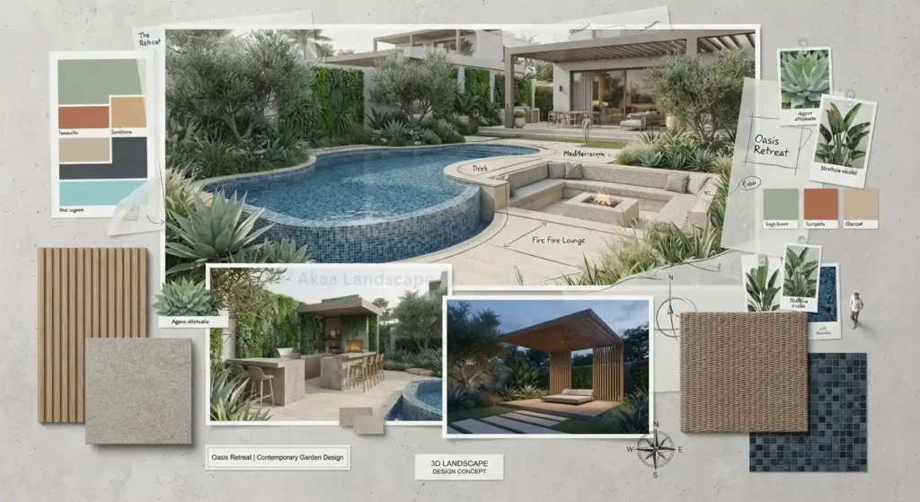 Landscape designer concept plan for UAE garden