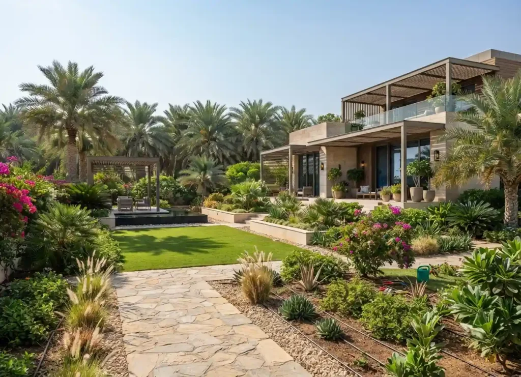 Modern villa landscape design dubai