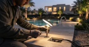 Outdoor lighting installation UAE technician