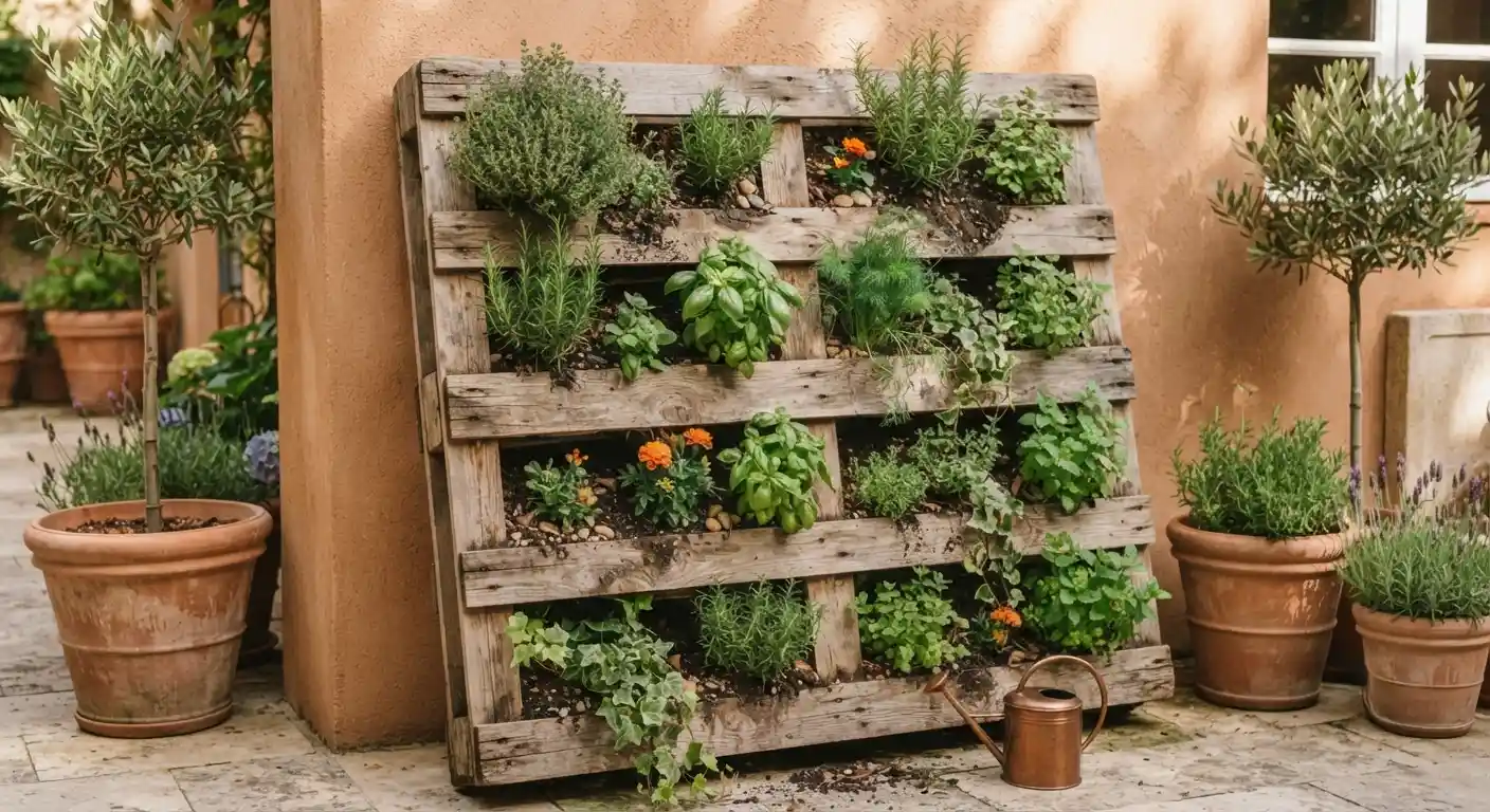 Vertical garden UAE made from recycled wooden pallets