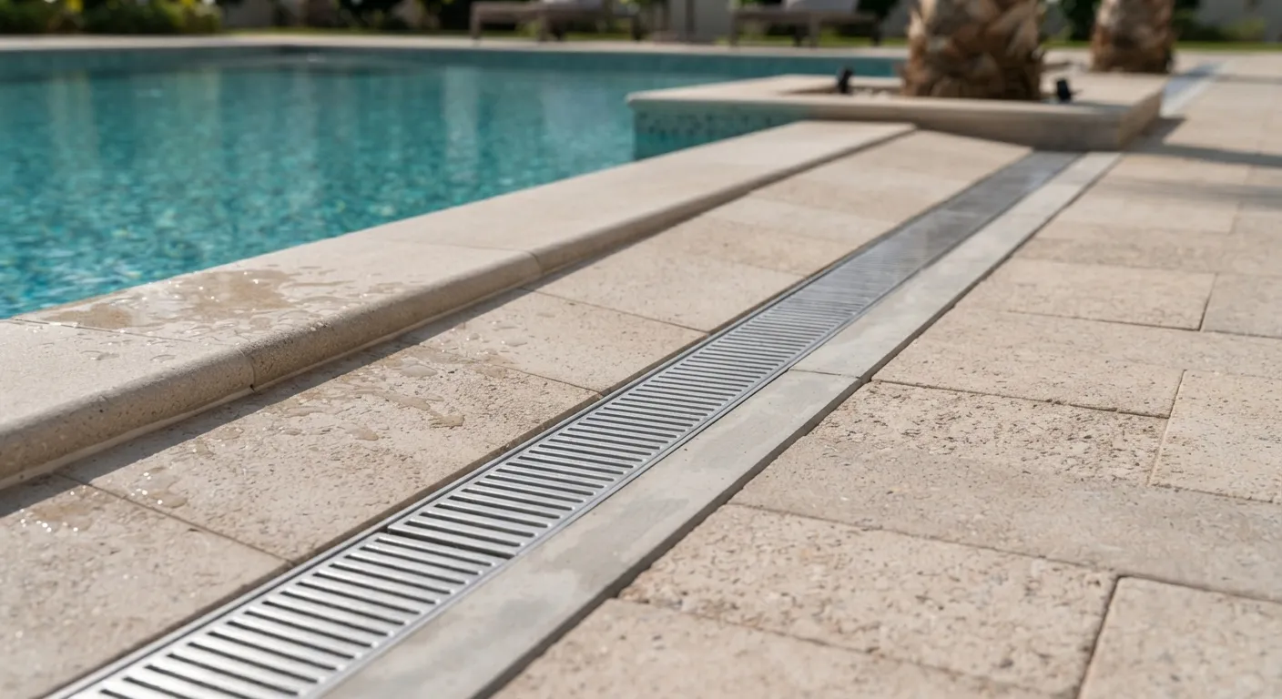 Proper drainage grading around Dubai villa pool