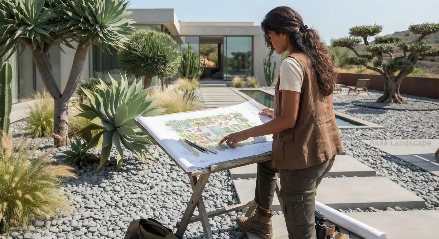 landscape architects Dubai reviewing villa design plan