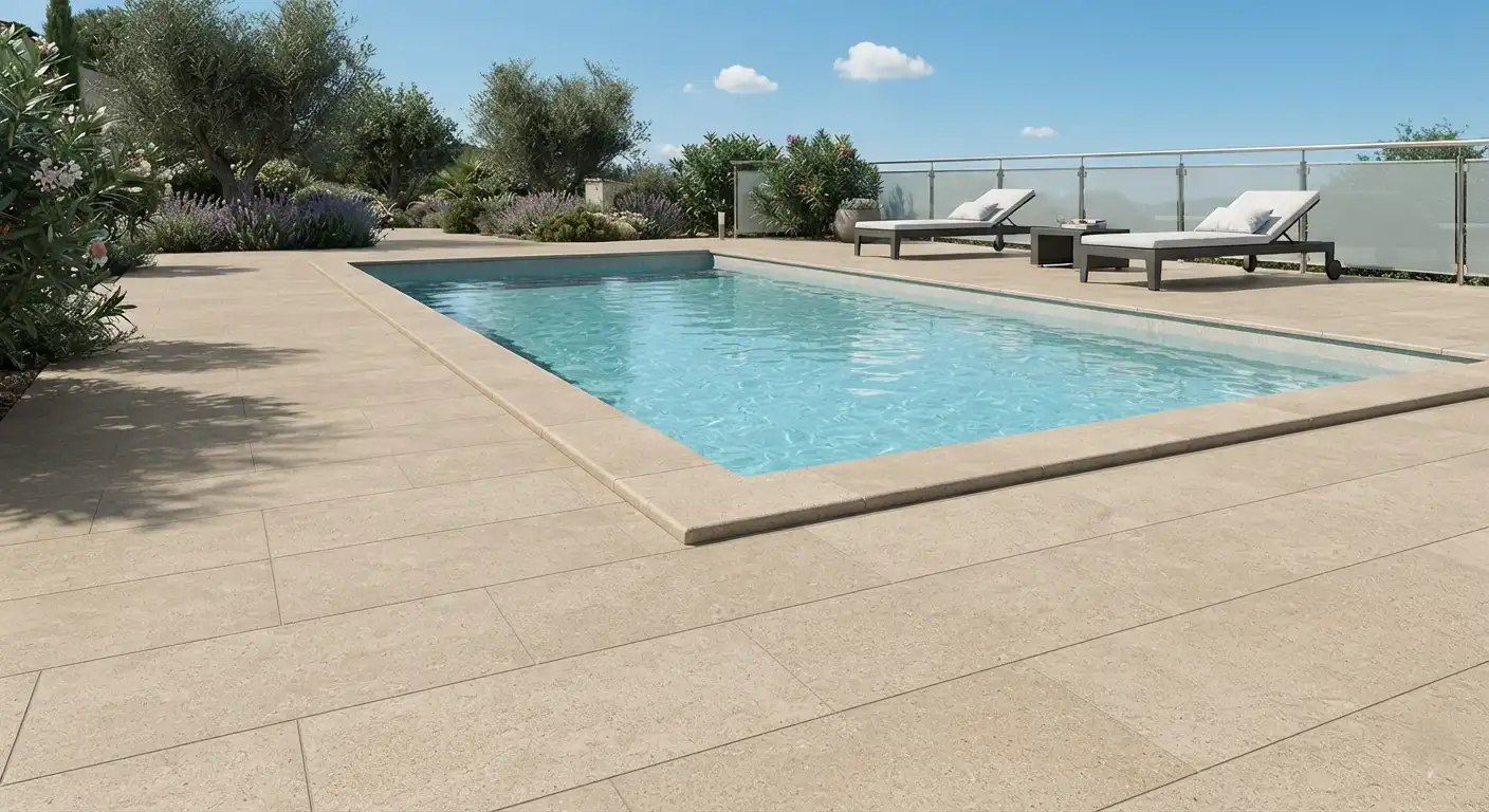 porcelain pavers pool deck UAE villa