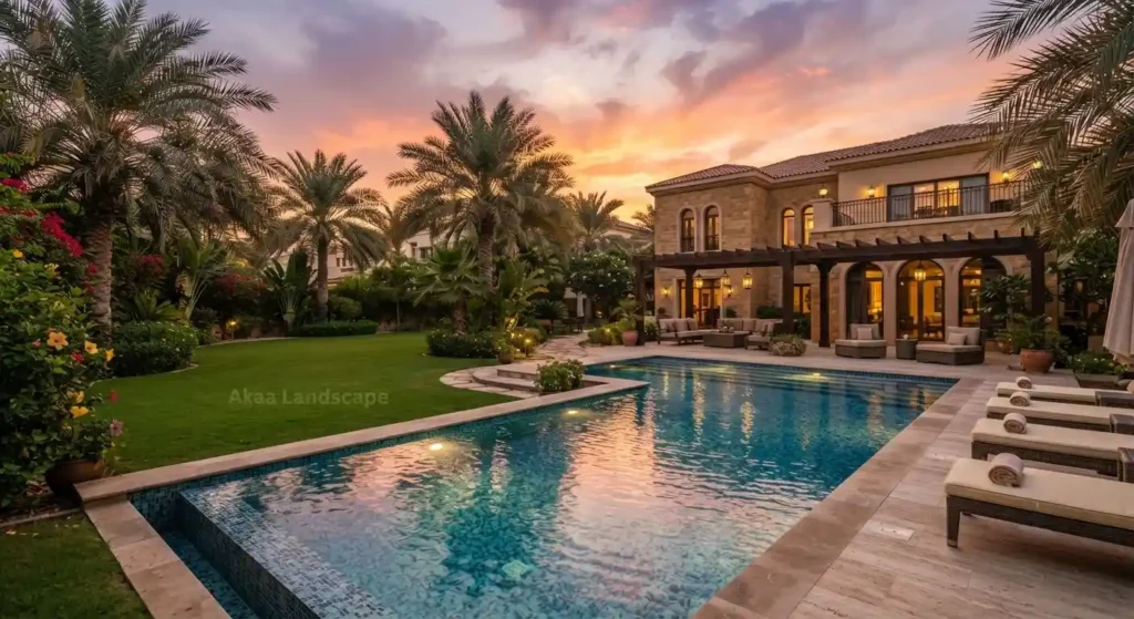 villa landscape design before and after Dubai
