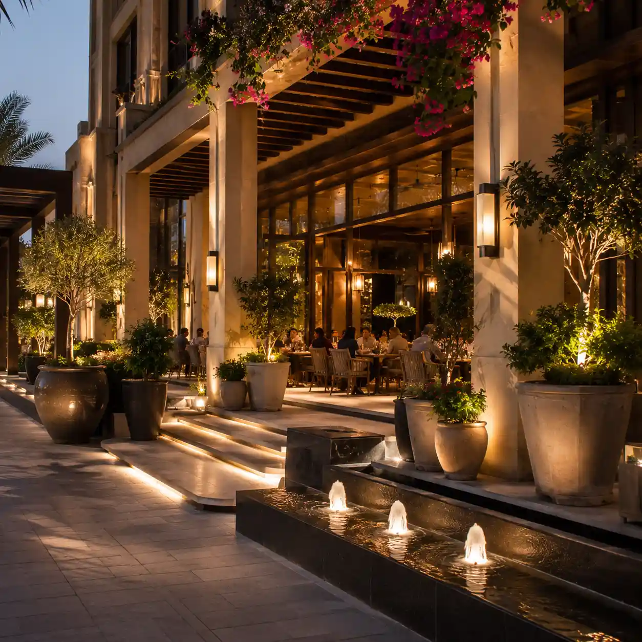 Ambient lighting water feature