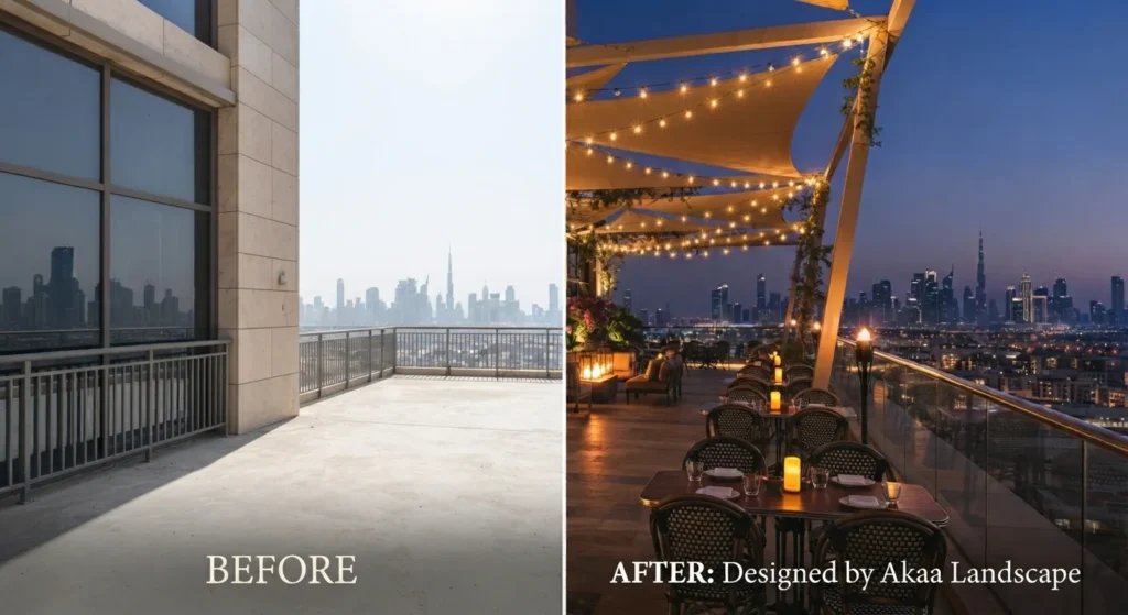 Before after restaurant landscaping dubai Before after restaurant landscaping dubai