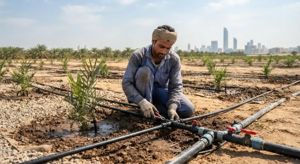 Drip irrigation drought tolerant planting uae