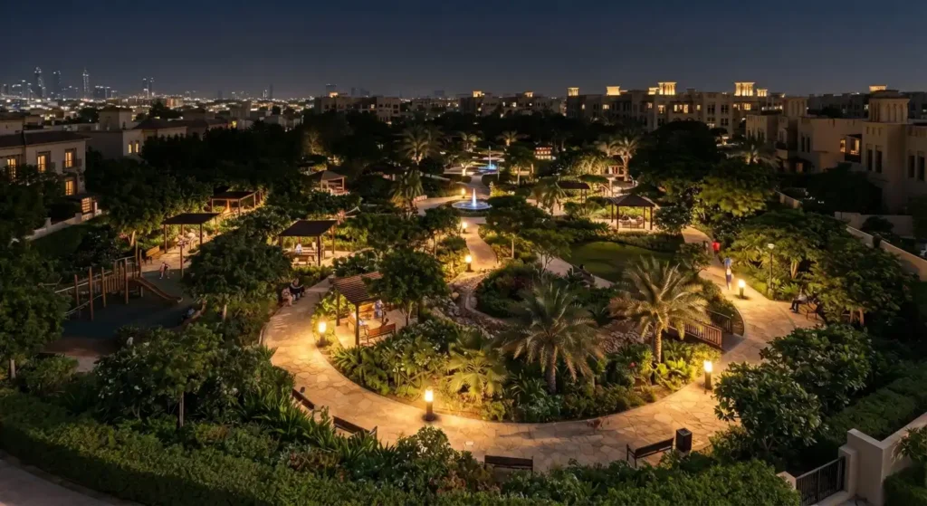 Public park landscaping uae featured Park lighting uae evening