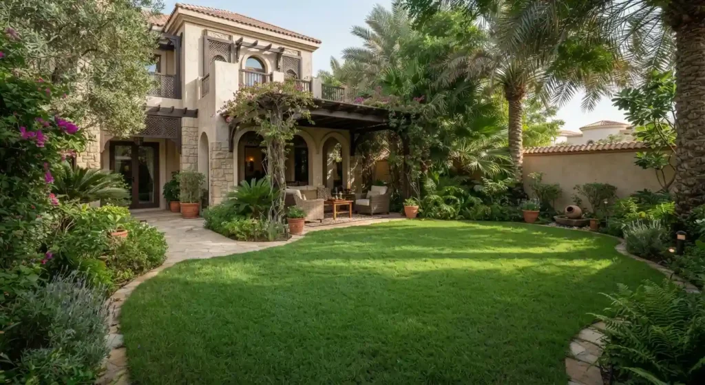 Zoysia grass shaded lawn uae