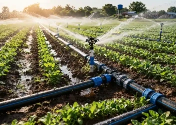 Agricultural sprinkler irrigation pipeline crop field Agricultural sprinkler irrigation pipeline crop field