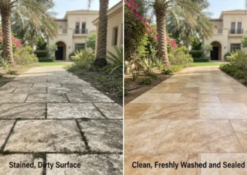 Before after hardscape cleaning dubai villa Before after hardscape cleaning dubai villa