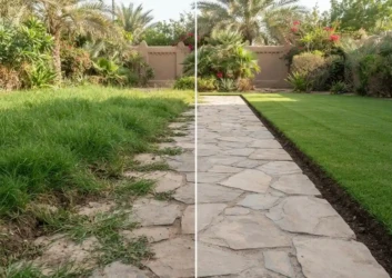 Before after lawn edging dubai villa Before after lawn edging dubai villa