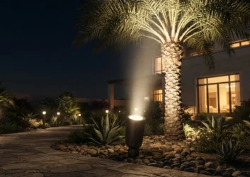 Bollard lights villa driveway night Bollard lights villa driveway night