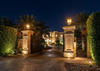 Decorative pillar entrance lighting villa driveway Decorative pillar entrance lighting villa driveway