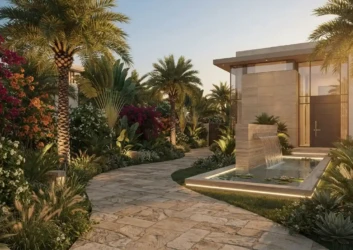 Luxury resort style front approach landscape design uae Luxury resort style front approach landscape design uae