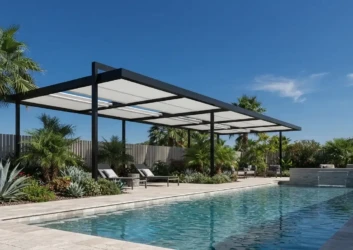 Modern black aluminum pergola pool dubai Modern black aluminum pergola pool dubai