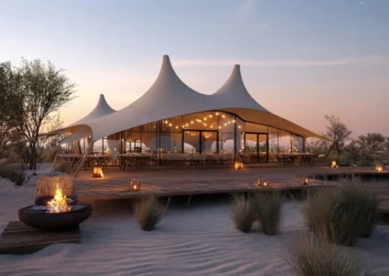 Modern event tent desert dusk dubai Modern event tent desert dusk dubai