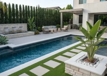 Modern pool pergola dubai skyline stepping stones Modern pool pergola dubai skyline stepping stones