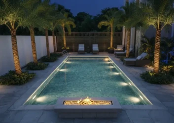 Pool underwater led lighting fire pit palms Pool underwater led lighting fire pit palms