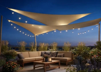 Sail shade canopy rooftop lounge night dubai Sail shade canopy rooftop lounge night dubai