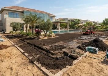 Soil preparation villa garden landscaping dubai Soil preparation villa garden landscaping dubai