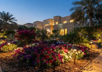 Spike lights flower bed dusk villa Spike lights flower bed dusk villa