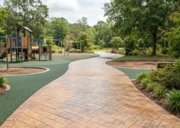 Stamp concrete playground pathway Stamp concrete playground pathway