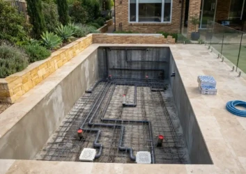 Swimming pool rebar plumbing construction UAE Swimming pool rebar plumbing construction UAE