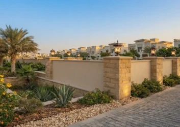 UAE Residential Area with Lantern Topped Stone Pillars UAE Residential Area with Lantern Topped Stone Pillars