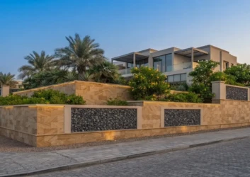 UAE Villa Boundary with Stone Cladding UAE Villa Boundary with Stone Cladding