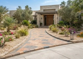 Villa stamp concrete walkway Villa stamp concrete walkway