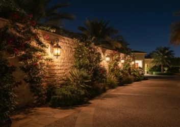 Wall mounted lantern lighting garden night Wall mounted lantern lighting garden night