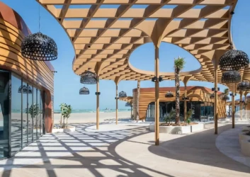 Wooden trellis pergola beachfront walkway uae Wooden trellis pergola beachfront walkway uae